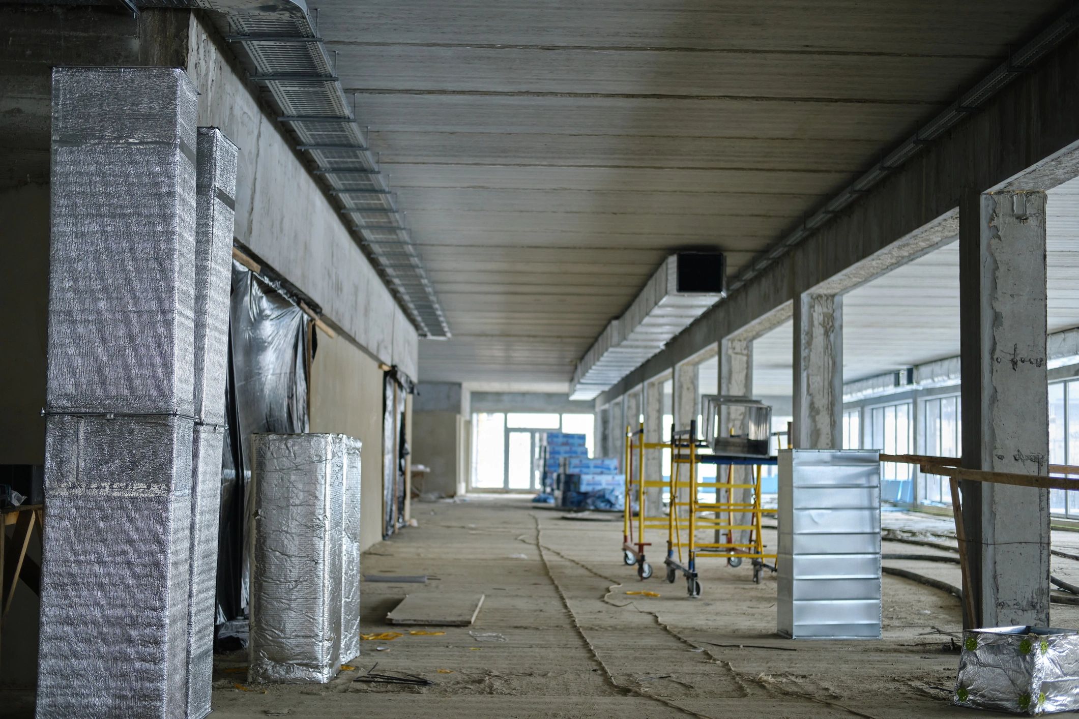 Commercial mechanical and plumbing infrastructure in a large building